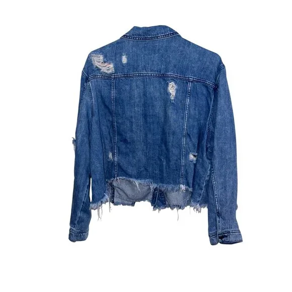 Distressed Cello Denim Jacket Vintage Blue Frayed Edges Size 3X - Picture 7 of 9